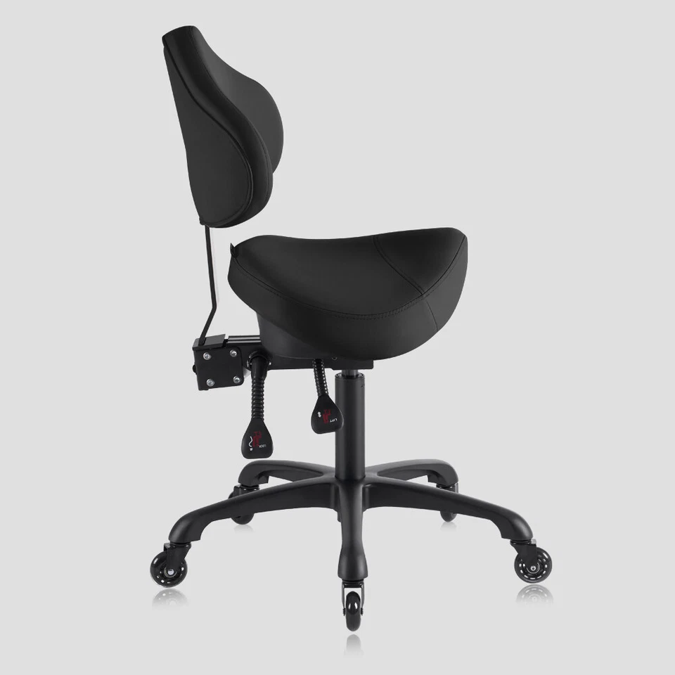 DR.LOMILOMI Sillín Ergonómico Taburete Rodante Silla con Respaldo 510 KOA Foto 2 de 4