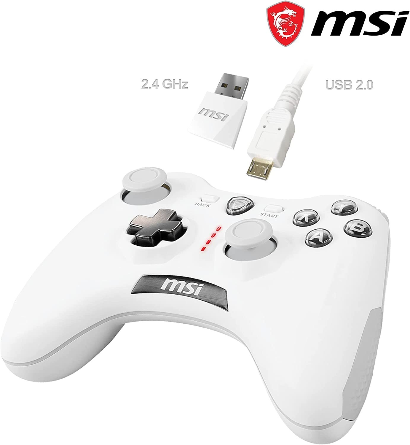 Manette MSI Force GC30 V2 avec double moteur de vibration blanche