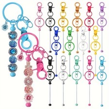 15pcs Creative Diy Beaded Keychain Metal Keychain Pendant Accessories