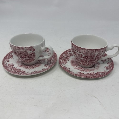 Vintage Johnson Bros Cotswold Pattern English Tea Cups and Saucers Lot Of 2