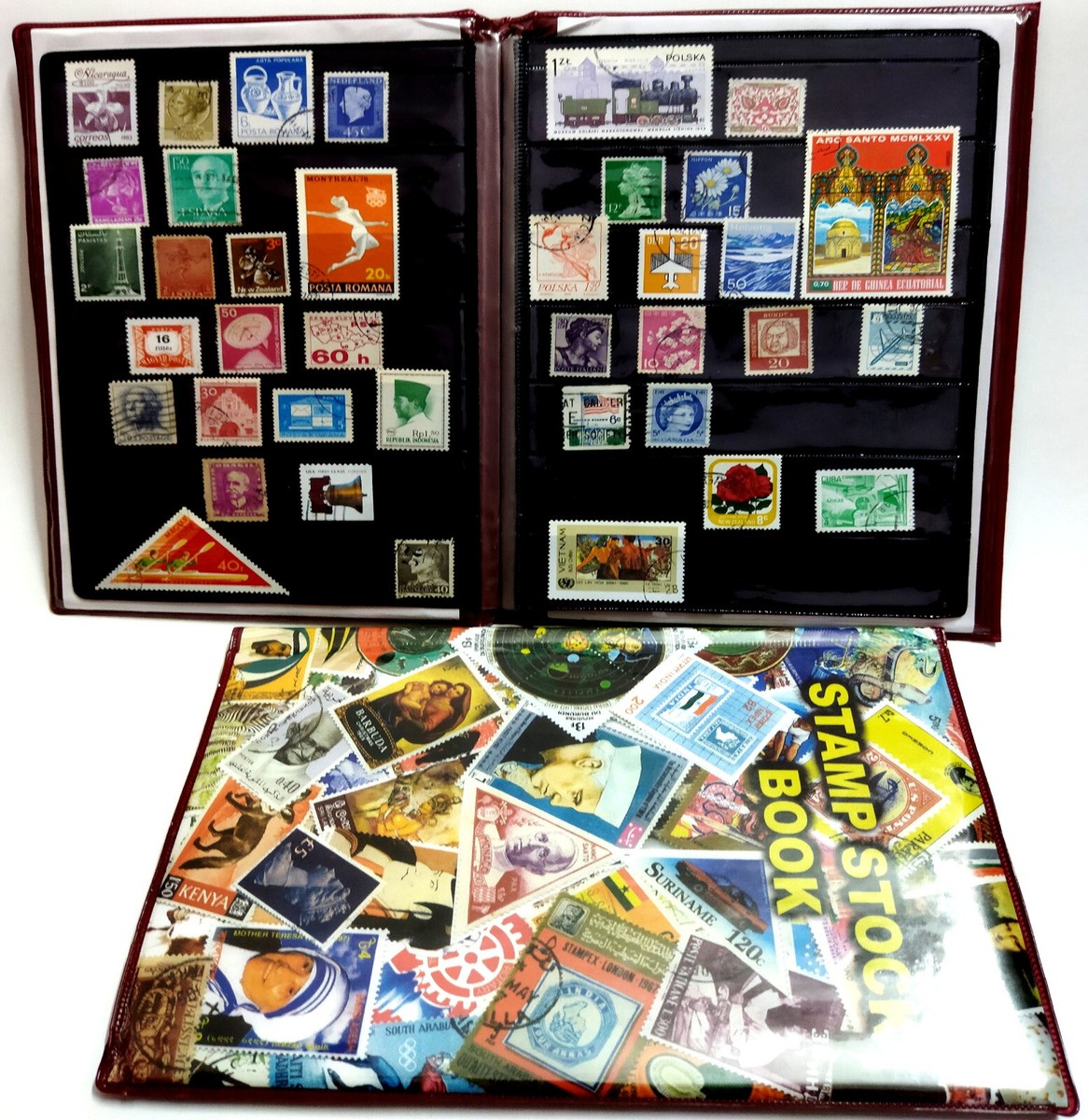 Premier Stamp Album stock Book 8 pages + 100 PCS Different