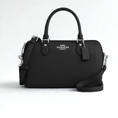 Coach Rowan Satchel Bag Black/Silver Leather NWT