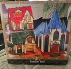 VTG. Grandeur Noel Stained Glass Village House Cottage Light Lamp Tiffany Style