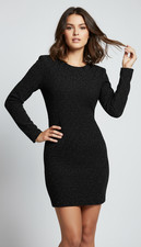 Express Shiny Black Long Sleeve Bodycon Mini Dress Stretch Size XS