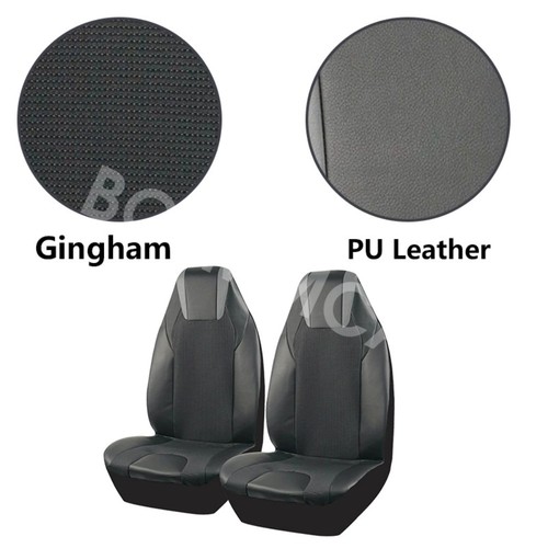 2x High Back Bucket Car Chair Seat Covers PU Leather Breathable Pad Black/Gray - Picture 2 of 13