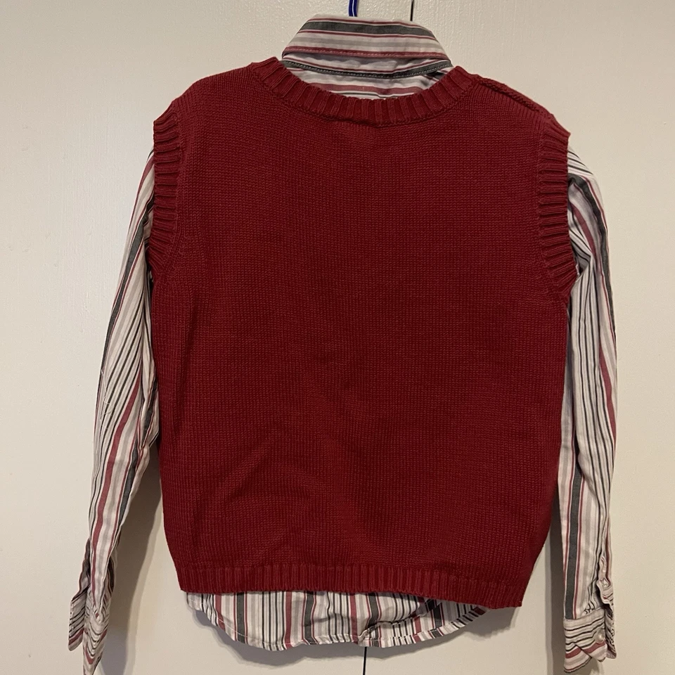 Chaleco Suéter Vintage George Brand Boy Cuello en V con Camisa a Juego Talla 7-Marate Foto 4 de 4