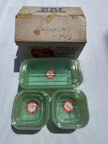 New ListingFire King Jadeite 3-piece refrigerator set – with box and original labels