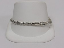 Designer LAGOS Sterling Silver Anthem 4mm Double Link Caviar Chain Bracelet