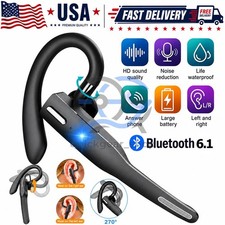 Bluetooth 6.1 Trucker Wireless Headset Earpiece Dual Mic Earbud Noise Cancelling