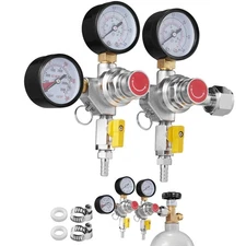 CO2 Regulator Triple Gauges w/ 2 Shutoff Valves Draft Beer Drink Homebrew CGA320