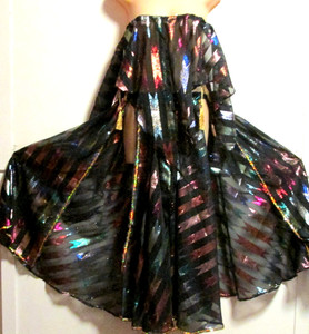 New Belly Dance Black & Multicolor 2 pc Costume- Full Circular & Over Skirts 32"