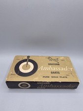 Vintage Unicorn Ambassador Pure Gold Plate Darts - Feathers - Made In England