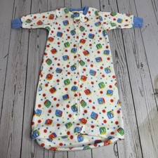 Vintage 60s Carters Fleece Sleep Sack Up to 23lbs All Over Print Blocks Boy USA
