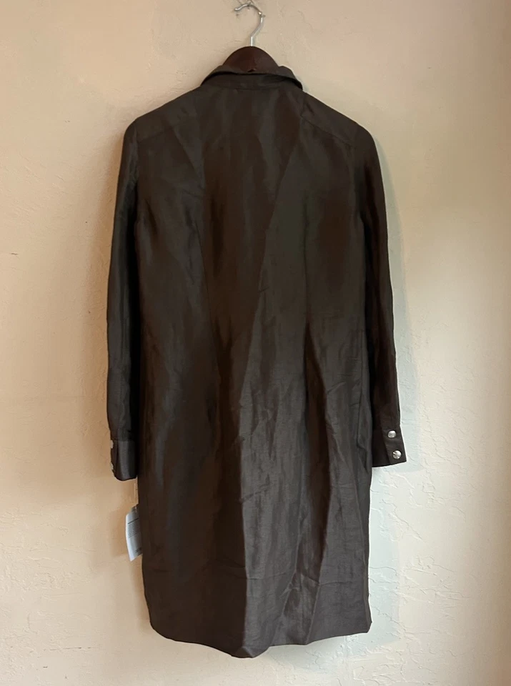 Vestido Camisa Per Se By Carlisle Lino Seda Frente a Presión Nuevo con Etiquetas Clásico Tranquilo Lujo 8 Foto 3 de 4