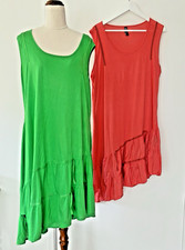 2 x TS Taking Shape Asymmetric Hem Dress Size XS AU 16 plus tunic green orange