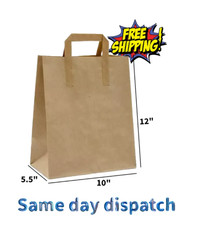 BROWN KRAFT PAPER  BAGS SOS FOOD CARRIER BAGS WITH HANDLES PARTY, TAKEAWAY BAGS