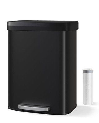 16 Gallon Stainless Steel Step Trash Can with Soft-Close Lid & Rear Handle