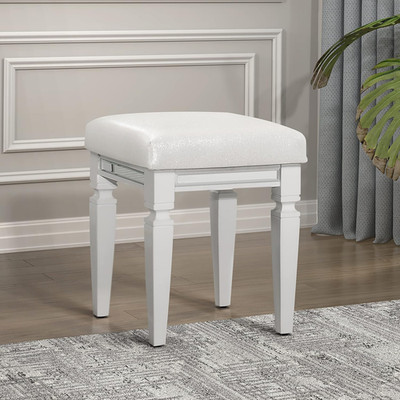 Elegant White Barrett Vanity Stool for Chic Home Decor