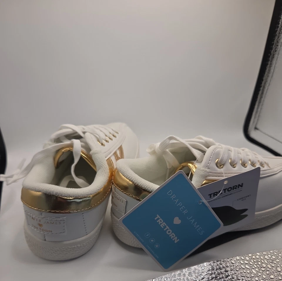 Tenis Draper James X Kids Nylite (Tretorn) Niños Blanco y Dorado Talla 1 Foto 4 de 4