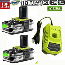 2 Pack 18V 8.0Ah Battery  Charger Kit for Ryobi 18 Volt One Batteries P108