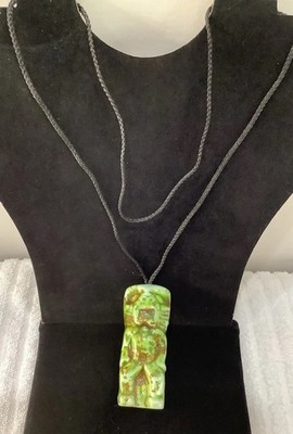 Vintage Retro 1970s 80s Ceramic TIKI Statue figure Necklace Pendant Hawaii Hula