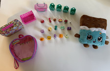 Shopkins Mixed Lot of 16 Figures Plus Extras - Shopping Bags Basket Plush