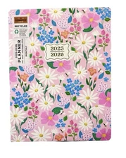 2026 Planner 17 month Planner Clementine Blue and white notebook size Large Pink