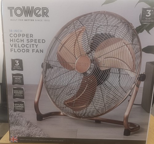Tower 18 inch, 100W Adjustable Tilt High-Speed Velocity Floor Copper Fan
