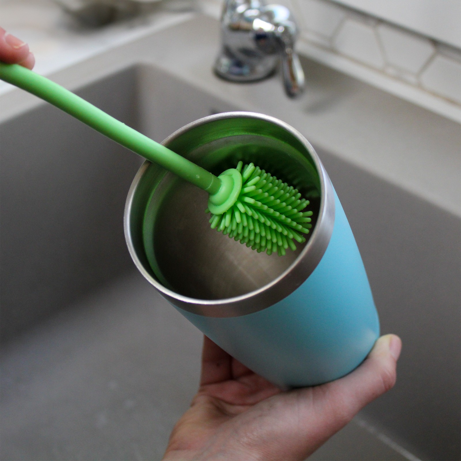 Acorn Baby Bottle Brush, 15in - Bendable Silicone Water Bottle Cleaner Wand