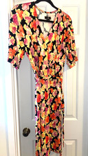J JASON WU sz SMALL Printed Floral Wrap Dress BLACK FLORAL