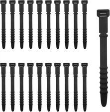 20 Pack Reusable Silicone Zip Ties, 4.37" Versatile Cable Management Straps Rubb