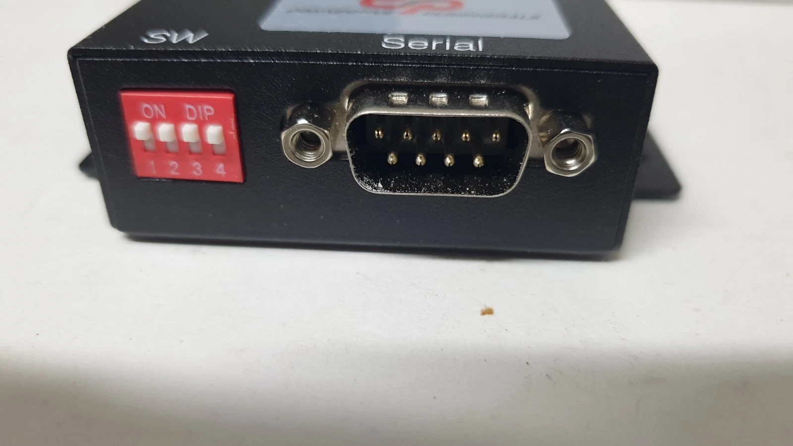 ES-U-2101-MB end with 4-position DIP switch and DB-9 male serial connector