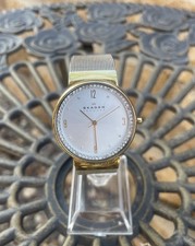 OROLOGIO DA DONNA SKAGEN DANIMARCA TONO ORO DIAMANTE ACCENTO QUADRANTE ARGENTO 42 MM