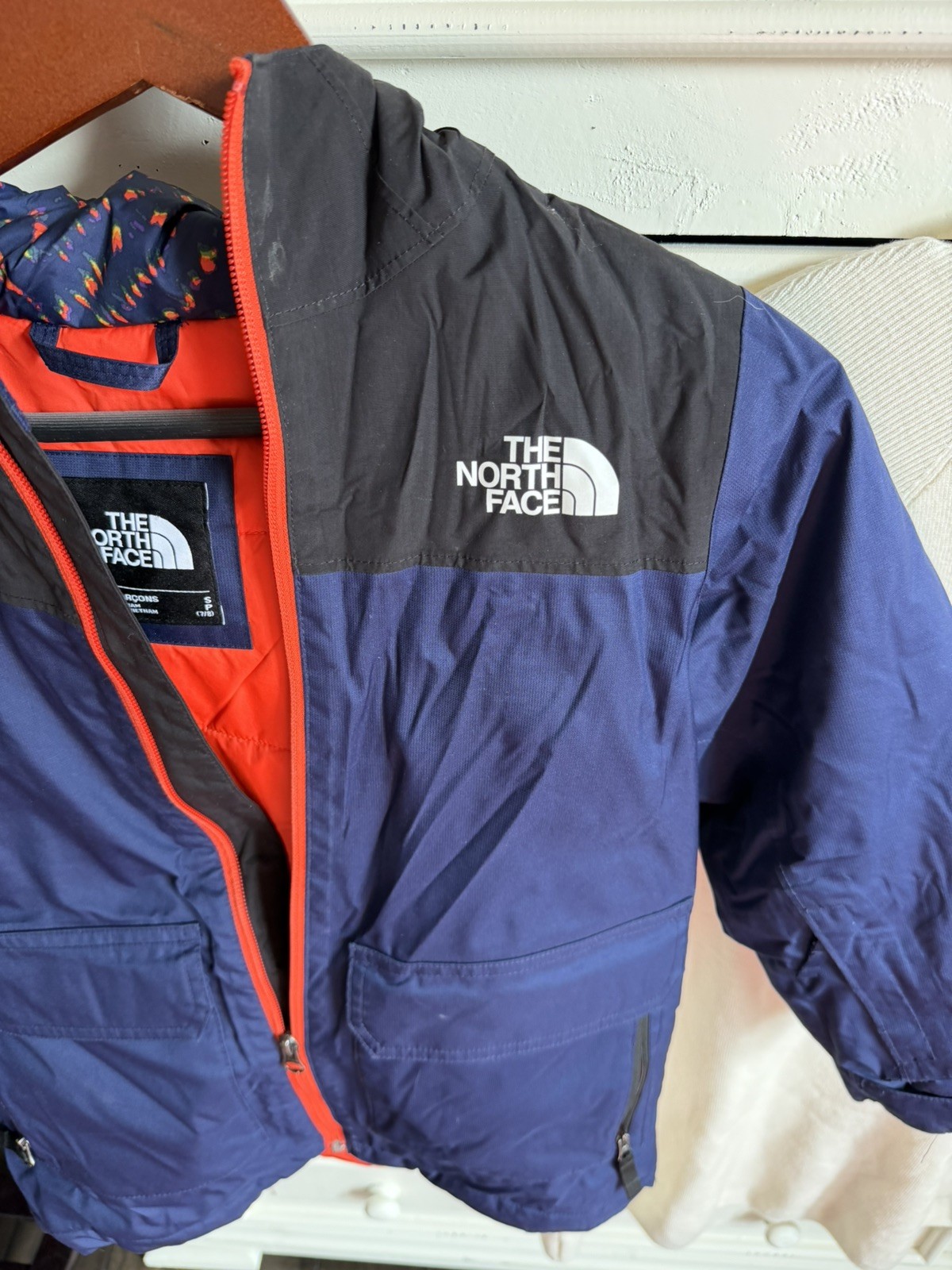 The North Face Jacket  7/8 Blue/Black/ Orange/ HyVent Hood W