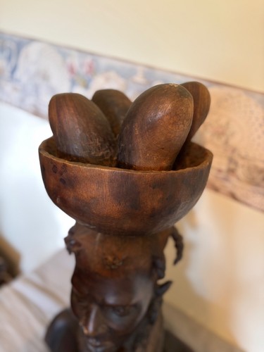 Vintage Hand Carved Wooden Haitian Bust 21 inches tall Hard Wood Polished - Picture 8 of 17