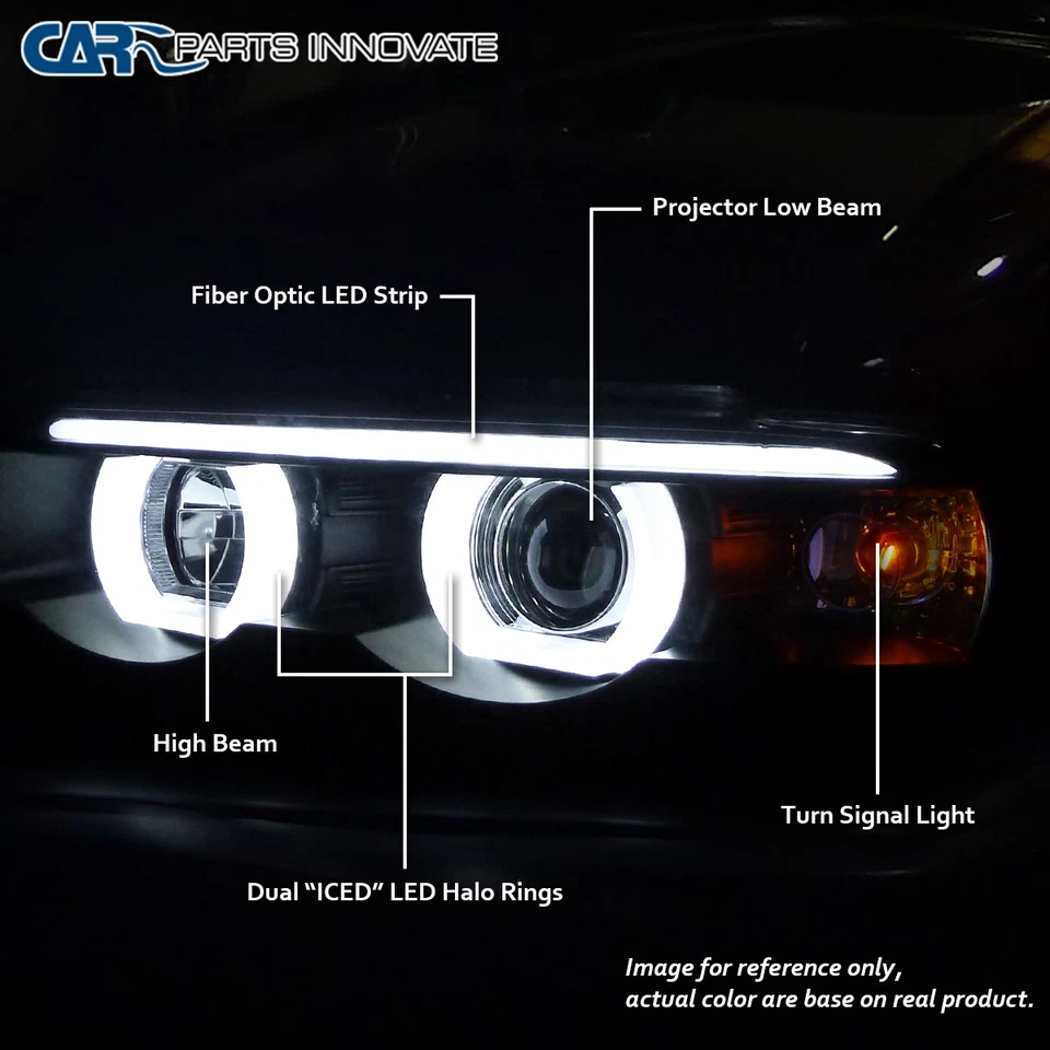 Black Fits 1995-2001 BMW E38 7-Series 740i 740iL LED Halo Projector Headlights - Изображение 4 из 4