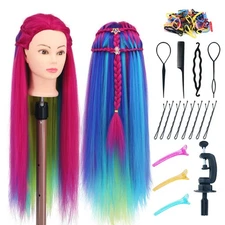 Eumos Mannequin Head with Hair 29'' Training Head Braiding Doll Head Styling ...