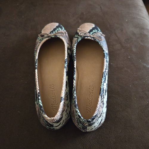 Madewell The Cory Flats Womens 51/2 Multicolor Snake Embossed Shoes Square Toe - Picture 3 of 5