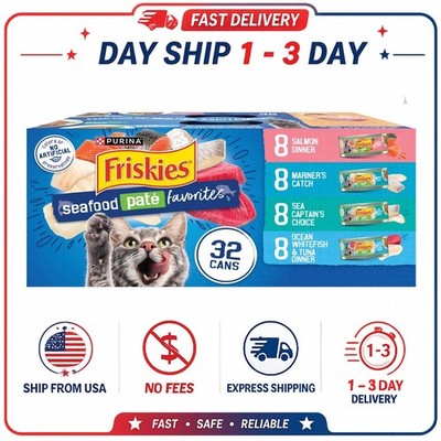 Purina Friskies Pate Seafood Favorites Variety Pack, Wet Cat Food, 5.5 oz Cans