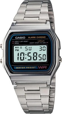 Casio Digital Watch Vintage Silver Black Illuminator Casio A158WA-1DF