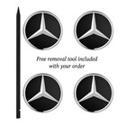 4PCS Set  Mercedes Benz Matte Black & Chrome 75MM Wheel Rim Center Hub Caps
