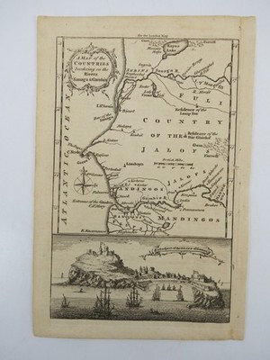 ANTIQUE 1759 ENGRAVING MAP OF THE COUNTRIES BORDERING ON THE RIVERS SANAGRA &