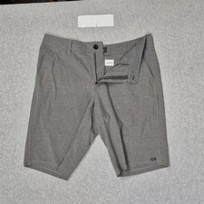 O'Neill Men Shorts 34 Gray Chino Hybrid Shorts Zipper Button 11" Inseam Logo