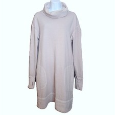 Athleta Women's Eco Wash Turtleneck Sweater Sweatshirt Dress Pockets SOFT Size L