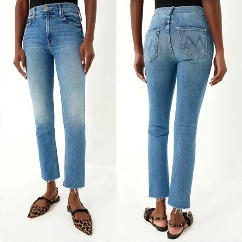 Mother Jeans Damen 26 Blau Cliffside Denim The Mid Rise Dazzler Ankle Fray