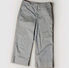 Talbots Wide Leg Cropped Pants Striped Blue White Size 6