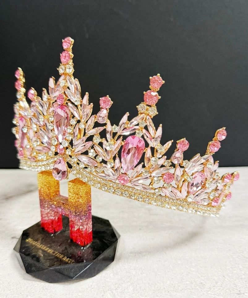 Corona de tiara rosa, tiara victoriana, diadema de novia, tocado de boda Foto 2 de 4