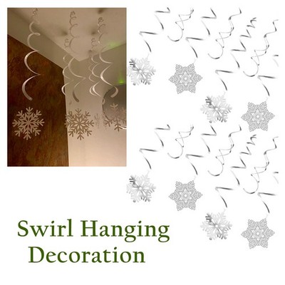 Silber Weiß Hängende Schneeflocken Banner Weihnachtsbaum Neujahr Dekoration Party