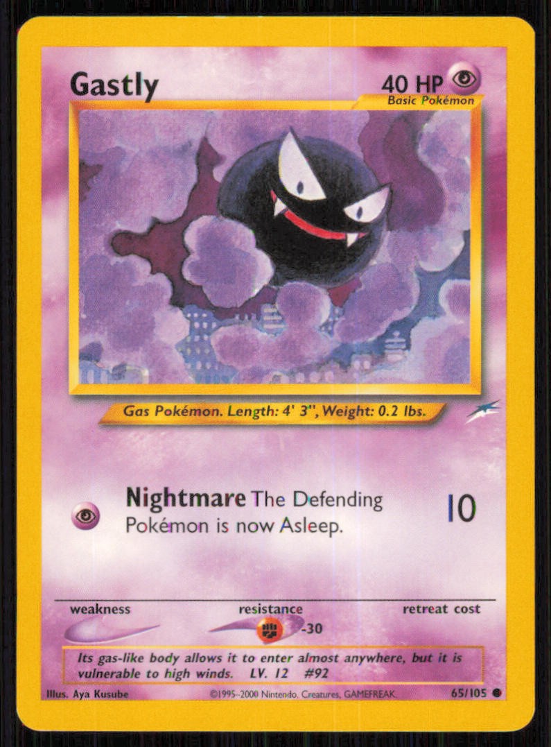 Gastly 65/105 Common Neo Destiny Pokemon Lightly Played