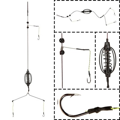 Bait Carp Fishing Line Group Feeder Baits-Cages Hook Rig Set Feeder Tackle